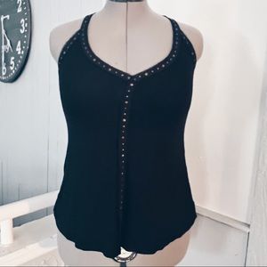 Sparkle & fade black embellished tank